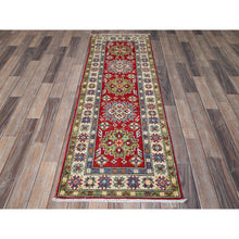Load image into Gallery viewer, 2&#39;x5&#39;10&quot; Crimson Red, Kazak With Tribal Medallions Design, Soft And Shiny Wool, Hand Knotted, Denser Weave, Vegetable Dyes, Narrow Runner, Oriental Rug FWR3066
