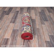 Load image into Gallery viewer, 2&#39;x5&#39;10&quot; Crimson Red, Kazak With Tribal Medallions Design, Soft And Shiny Wool, Hand Knotted, Denser Weave, Vegetable Dyes, Narrow Runner, Oriental Rug FWR3066