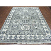 Load image into Gallery viewer, 8&#39;x10&#39; Gray Pure Wool Hand-knotted Peshawar With Karajeh Design Oriental Rug FWR307320