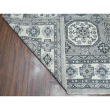 Load image into Gallery viewer, 8&#39;x10&#39; Gray Pure Wool Hand-knotted Peshawar With Karajeh Design Oriental Rug FWR307320