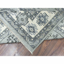Load image into Gallery viewer, 8&#39;x10&#39; Gray Pure Wool Hand-knotted Peshawar With Karajeh Design Oriental Rug FWR307320