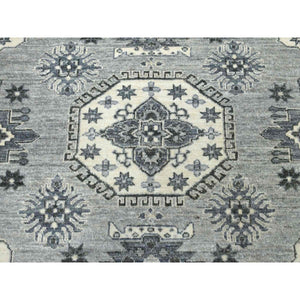 8'x10' Gray Pure Wool Hand-knotted Peshawar With Karajeh Design Oriental Rug FWR307320