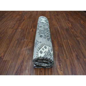 8'x10' Gray Pure Wool Hand-knotted Peshawar With Karajeh Design Oriental Rug FWR307320