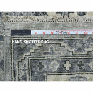 8'x10' Gray Pure Wool Hand-knotted Peshawar With Karajeh Design Oriental Rug FWR307320