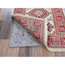 Load image into Gallery viewer, 2&#39;x5&#39;10&quot; Chiffon White, Kazak With Tribal Medallions Design, Hand Knotted, Soft And Velvety Wool, Denser Weave, Vegetable Dyes, Narrow Runner, Oriental Rug FWR3072