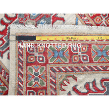 Load image into Gallery viewer, 2&#39;x5&#39;10&quot; Chiffon White, Kazak With Tribal Medallions Design, Hand Knotted, Soft And Velvety Wool, Denser Weave, Vegetable Dyes, Narrow Runner, Oriental Rug FWR3072