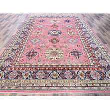 Load image into Gallery viewer, 8&#39;9&quot;x11&#39;8&quot; Rose Pink, Kazak With Tribal Medallions Design, Hand Knotted, Soft And Shiny Wool, Vegetable Dyes, Denser Weave, Oriental Rug FWR3084