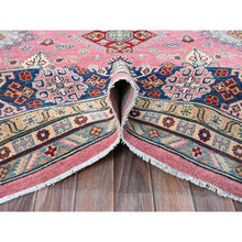 Load image into Gallery viewer, 8&#39;9&quot;x11&#39;8&quot; Rose Pink, Kazak With Tribal Medallions Design, Hand Knotted, Soft And Shiny Wool, Vegetable Dyes, Denser Weave, Oriental Rug FWR3084