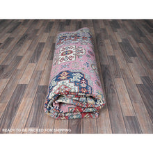 Load image into Gallery viewer, 8&#39;9&quot;x11&#39;8&quot; Rose Pink, Kazak With Tribal Medallions Design, Hand Knotted, Soft And Shiny Wool, Vegetable Dyes, Denser Weave, Oriental Rug FWR3084