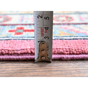 8'9"x11'8" Rose Pink, Kazak With Tribal Medallions Design, Hand Knotted, Soft And Shiny Wool, Vegetable Dyes, Denser Weave, Oriental Rug FWR3084
