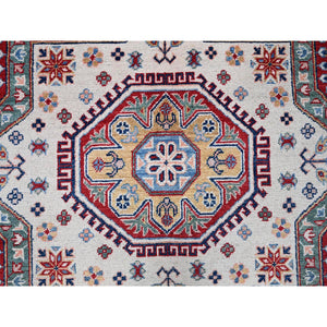 9'x12' Scarlet Red, Kazak with Geometric Medallions Design, Hand Knotted, Soft and Vibrant Wool, Denser Weave, Vegetable Dyes, Oriental Rug FWR3090
