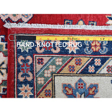 Load image into Gallery viewer, 9&#39;x12&#39; Scarlet Red, Kazak with Geometric Medallions Design, Hand Knotted, Soft and Vibrant Wool, Denser Weave, Vegetable Dyes, Oriental Rug FWR3090