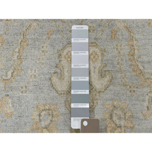 2'7"x9'9" White Wash Peshawar Pure Wool Hand-Knotted Runner Oriental Rug FWR309852