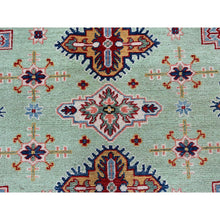 Load image into Gallery viewer, 8&#39;x9&#39;10&quot; Pistachio Green, Kazak with Geometric Medallions Design, Soft and Velvety Wool, Hand Knotted, Denser Weave, Vegetable Dyes, Oriental Rug FWR3102