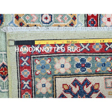 Load image into Gallery viewer, 8&#39;x9&#39;10&quot; Pistachio Green, Kazak with Geometric Medallions Design, Soft and Velvety Wool, Hand Knotted, Denser Weave, Vegetable Dyes, Oriental Rug FWR3102