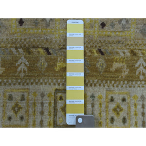 2'8"x3'9" Yellow Pure Wool Kashkuli Gabbeh Pictorial Hand Knotted Oriental Rug FWR310938