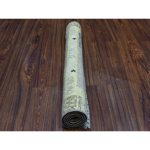 2'8"x3'9" Yellow Pure Wool Kashkuli Gabbeh Pictorial Hand Knotted Oriental Rug FWR310938