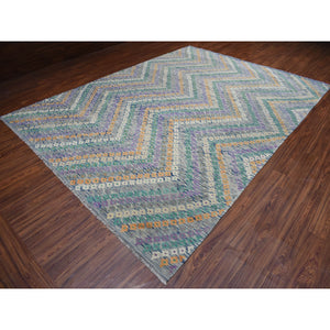 9'x12'2" Colorful Afghan Kilim Pure Wool Hand Woven Oriental Rug FWR313194