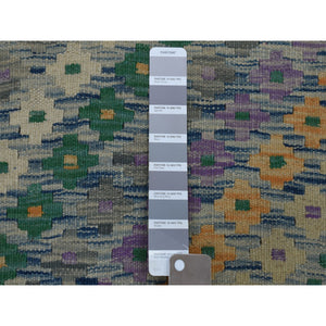 9'x12'2" Colorful Afghan Kilim Pure Wool Hand Woven Oriental Rug FWR313194