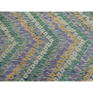 9'x12'2" Colorful Afghan Kilim Pure Wool Hand Woven Oriental Rug FWR313194