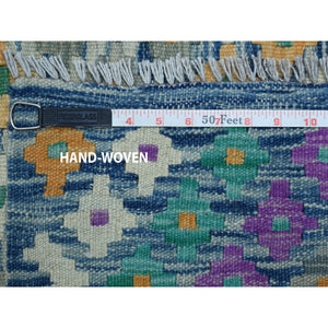 9'x12'2" Colorful Afghan Kilim Pure Wool Hand Woven Oriental Rug FWR313194
