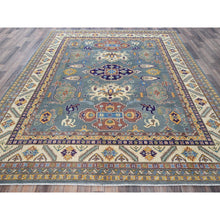 Load image into Gallery viewer, 8&#39;x10&#39; Misty Gray, Kazak with Tribal Medallions Design, Hand Knotted, Denser Weave, Soft and Vibrant Wool, Vegetable Dyes, Oriental Rug FWR3126