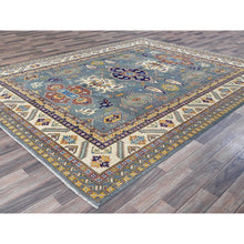 Load image into Gallery viewer, 8&#39;x10&#39; Misty Gray, Kazak with Tribal Medallions Design, Hand Knotted, Denser Weave, Soft and Vibrant Wool, Vegetable Dyes, Oriental Rug FWR3126