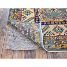 Load image into Gallery viewer, 8&#39;x10&#39; Misty Gray, Kazak with Tribal Medallions Design, Hand Knotted, Denser Weave, Soft and Vibrant Wool, Vegetable Dyes, Oriental Rug FWR3126