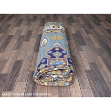 Load image into Gallery viewer, 8&#39;x10&#39; Misty Gray, Kazak with Tribal Medallions Design, Hand Knotted, Denser Weave, Soft and Vibrant Wool, Vegetable Dyes, Oriental Rug FWR3126