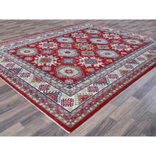 Load image into Gallery viewer, 8&#39;2&quot;x9&#39;8&quot; Angels Red, Kazak With Geometric Medallions Design, Soft And Velvety Wool, Hand Knotted, Denser Weave, Vegetable Dyes, Oriental Rug FWR3132