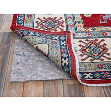 Load image into Gallery viewer, 8&#39;2&quot;x9&#39;9&quot; Crimson Red, Kazak with Geometric Medallions Design, Denser Weave, Soft and Velvety Wool, Hand Knotted, Vegetable Dyes, Oriental Rug FWR3138