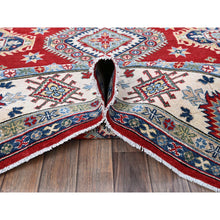 Load image into Gallery viewer, 8&#39;2&quot;x9&#39;9&quot; Crimson Red, Kazak with Geometric Medallions Design, Denser Weave, Soft and Velvety Wool, Hand Knotted, Vegetable Dyes, Oriental Rug FWR3138
