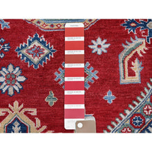 Load image into Gallery viewer, 8&#39;2&quot;x9&#39;9&quot; Crimson Red, Kazak with Geometric Medallions Design, Denser Weave, Soft and Velvety Wool, Hand Knotted, Vegetable Dyes, Oriental Rug FWR3138