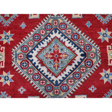 Load image into Gallery viewer, 8&#39;2&quot;x9&#39;9&quot; Crimson Red, Kazak with Geometric Medallions Design, Denser Weave, Soft and Velvety Wool, Hand Knotted, Vegetable Dyes, Oriental Rug FWR3138
