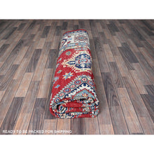 Load image into Gallery viewer, 8&#39;2&quot;x9&#39;9&quot; Crimson Red, Kazak with Geometric Medallions Design, Denser Weave, Soft and Velvety Wool, Hand Knotted, Vegetable Dyes, Oriental Rug FWR3138