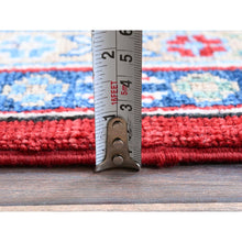 Load image into Gallery viewer, 8&#39;2&quot;x9&#39;9&quot; Crimson Red, Kazak with Geometric Medallions Design, Denser Weave, Soft and Velvety Wool, Hand Knotted, Vegetable Dyes, Oriental Rug FWR3138