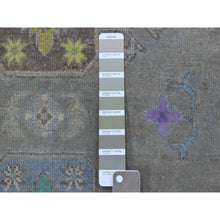 Load image into Gallery viewer, 5&#39;x6&#39;6&quot; Colorful Gray Fusion Kazak Pure Wool Geometric Design Hand Knotted Oriental Rug FWR314706