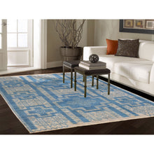 Load image into Gallery viewer, 6&#39;x8&#39;9&quot; Blue Hand Knotted Pure Wool Peshawar With Intricate Geometric Motifs Oriental Rug FWR314910