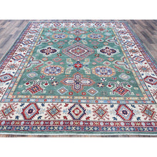 Load image into Gallery viewer, 8&#39;x9&#39;7&quot; Mint Green, Kazak With Geometric Pattern, Hand Knotted, Denser Weave, Soft And Velvety Wool, Vegetable Dyes, Oriental Rug FWR3144