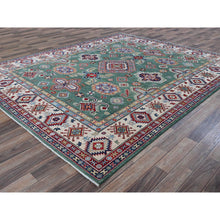 Load image into Gallery viewer, 8&#39;x9&#39;7&quot; Mint Green, Kazak With Geometric Pattern, Hand Knotted, Denser Weave, Soft And Velvety Wool, Vegetable Dyes, Oriental Rug FWR3144