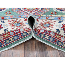 Load image into Gallery viewer, 8&#39;x9&#39;7&quot; Mint Green, Kazak With Geometric Pattern, Hand Knotted, Denser Weave, Soft And Velvety Wool, Vegetable Dyes, Oriental Rug FWR3144
