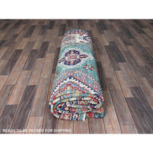 Load image into Gallery viewer, 8&#39;x9&#39;7&quot; Mint Green, Kazak With Geometric Pattern, Hand Knotted, Denser Weave, Soft And Velvety Wool, Vegetable Dyes, Oriental Rug FWR3144