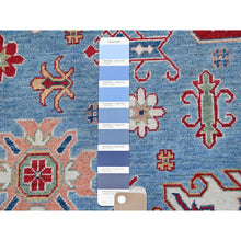 Load image into Gallery viewer, 8&#39;9&quot;x12&#39;1&quot; Maya Blue, Kazak with Tribal Medallions Design, Hand Knotted, Soft and Shiny Wool, Denser Weave, Vegetable Dyes, Oriental Rug FWR3150