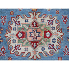 Load image into Gallery viewer, 8&#39;9&quot;x12&#39;1&quot; Maya Blue, Kazak With Tribal Medallions Design, Hand Knotted, Soft And Shiny Wool, Denser Weave, Vegetable Dyes, Oriental Rug FWR3150
