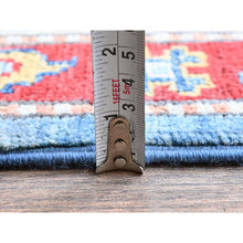 Load image into Gallery viewer, 8&#39;9&quot;x12&#39;1&quot; Maya Blue, Kazak with Tribal Medallions Design, Hand Knotted, Soft and Shiny Wool, Denser Weave, Vegetable Dyes, Oriental Rug FWR3150