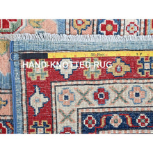 Load image into Gallery viewer, 8&#39;9&quot;x12&#39;1&quot; Maya Blue, Kazak with Tribal Medallions Design, Hand Knotted, Soft and Shiny Wool, Denser Weave, Vegetable Dyes, Oriental Rug FWR3150