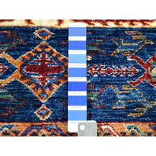 Load image into Gallery viewer, 2&#39;4&quot;x9&#39;1&quot; Khorjin Design Runner Blue Super Kazak Tribal Pure Wool Hand Knotted Oriental Rug FWR317034