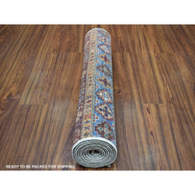 Load image into Gallery viewer, 2&#39;7&quot;x9&#39; Ivory Khorjin Design Runner Super Kazak Geometric Hand Knotted Pure Wool Oriental Rug FWR317178