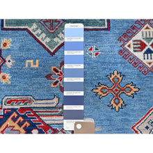 Load image into Gallery viewer, 9&#39;9&quot;x14&#39; Lichen Blue, Kazak With Star Medallions Design, Hand Knotted, Denser Weave, Soft And Shiny Wool, Vegetable Dyes, Oriental Rug FWR3168