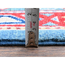 Load image into Gallery viewer, 9&#39;9&quot;x14&#39; Lichen Blue, Kazak With Star Medallions Design, Hand Knotted, Denser Weave, Soft And Shiny Wool, Vegetable Dyes, Oriental Rug FWR3168